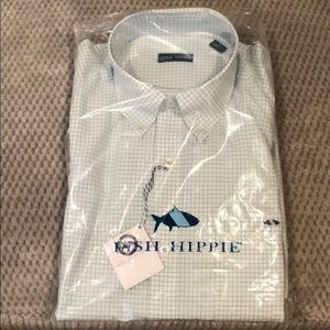 Brand new Fish Hippie button down green check